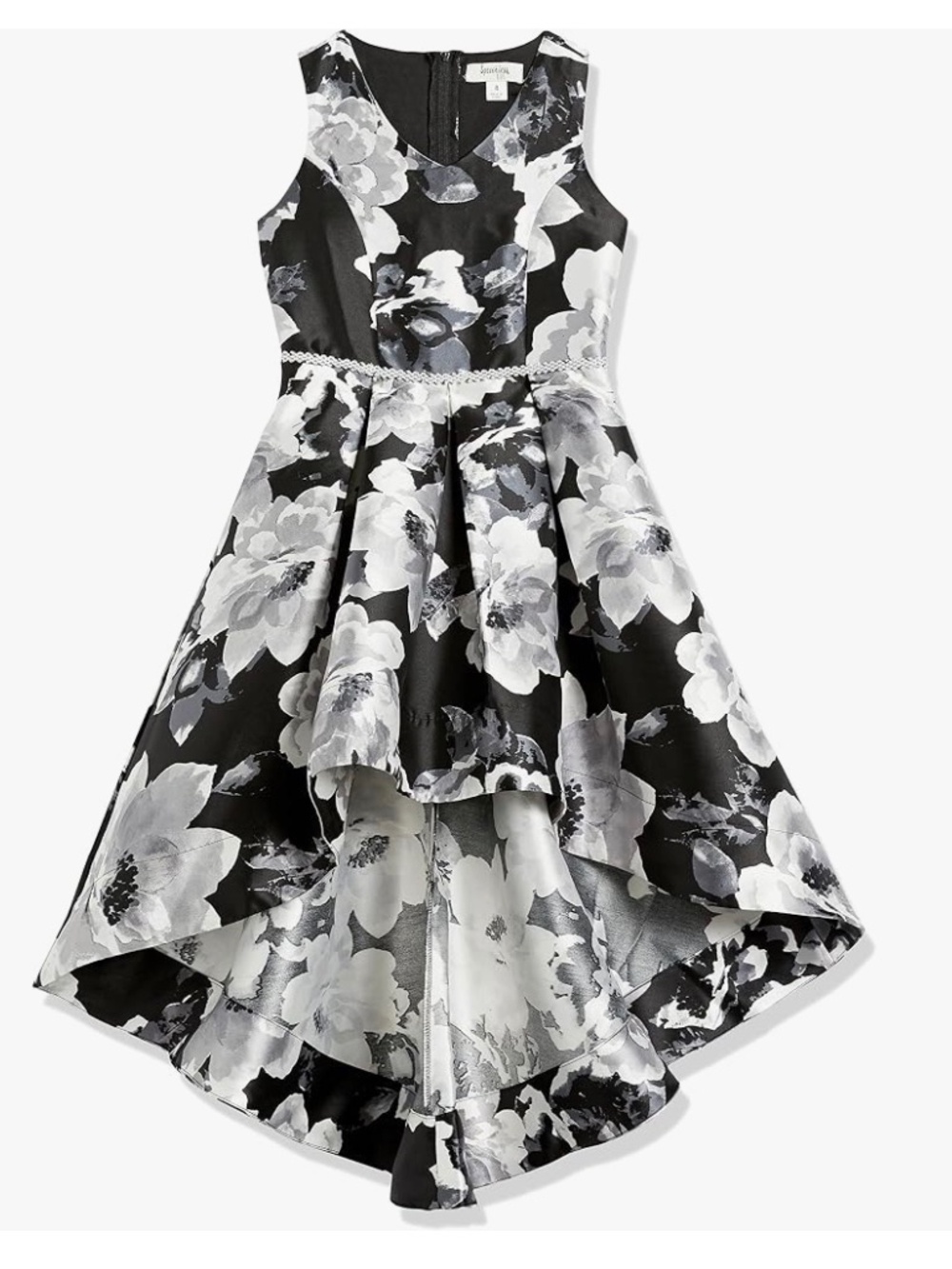 Speechless Girl’s SZ 10 Sleeveless Taffeta Hi-lowBlack/White Floral Dress